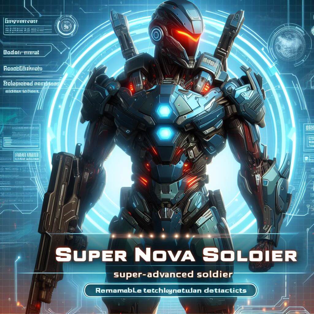 Soldat super-avancé avec technologie futuriste.