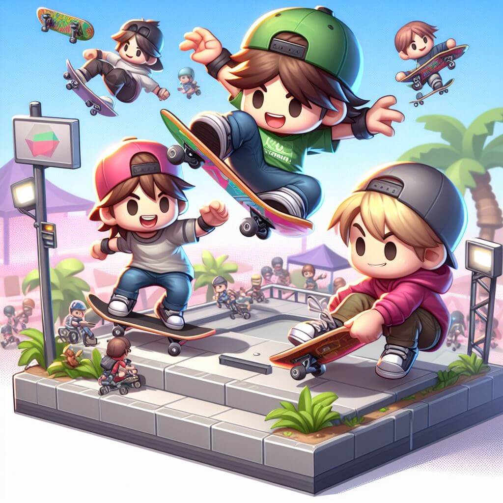 Jeu de skateboard virtuel pour enfants.